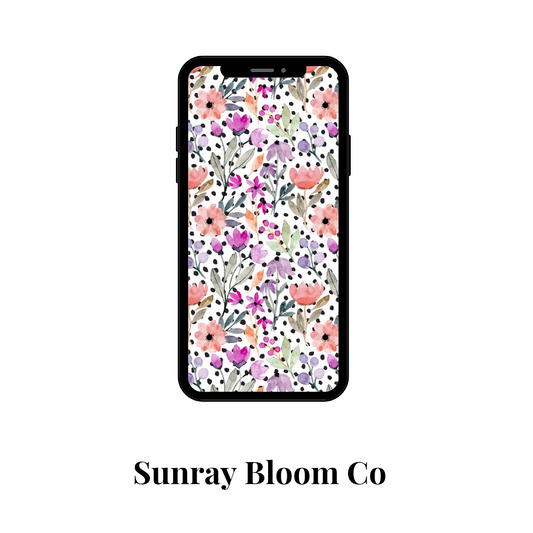 Colorful Watercolor Floral Phone Wallpaper Digital Download