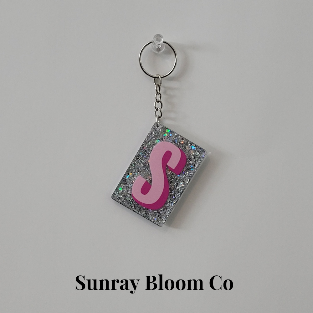 S Personalized Glitter Keychain