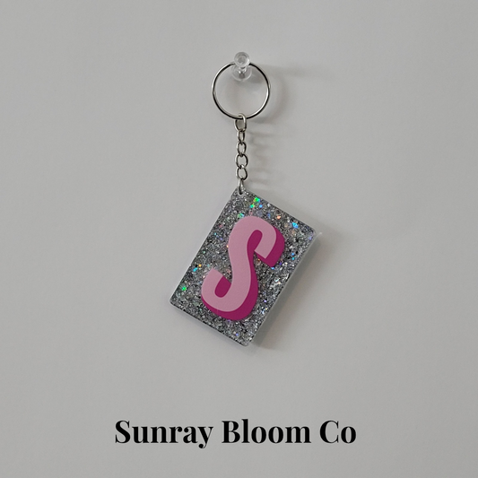 S Personalized Glitter Keychain