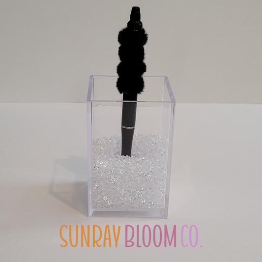 Black Rhinestone Black Fuzzy Pen