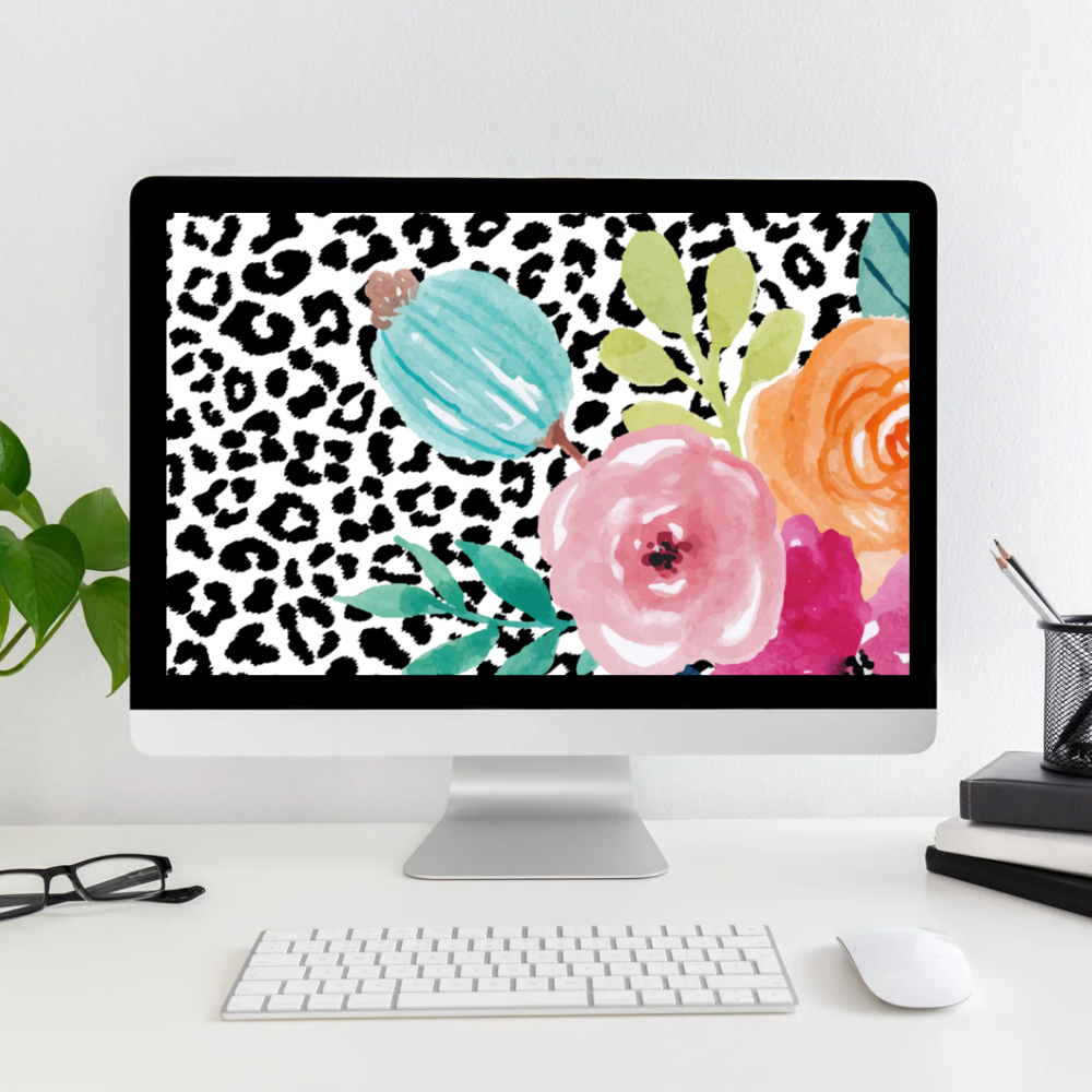 Floral Leopard Desktop Wallpaper