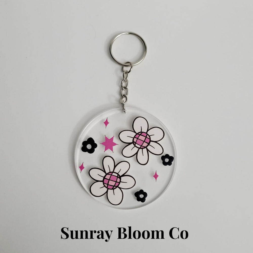 Disco Flowers Acrylic Keychain