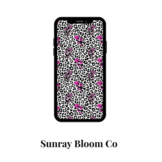 Leopard Print with Pink Flowers Phone Wallpaper Digital Download