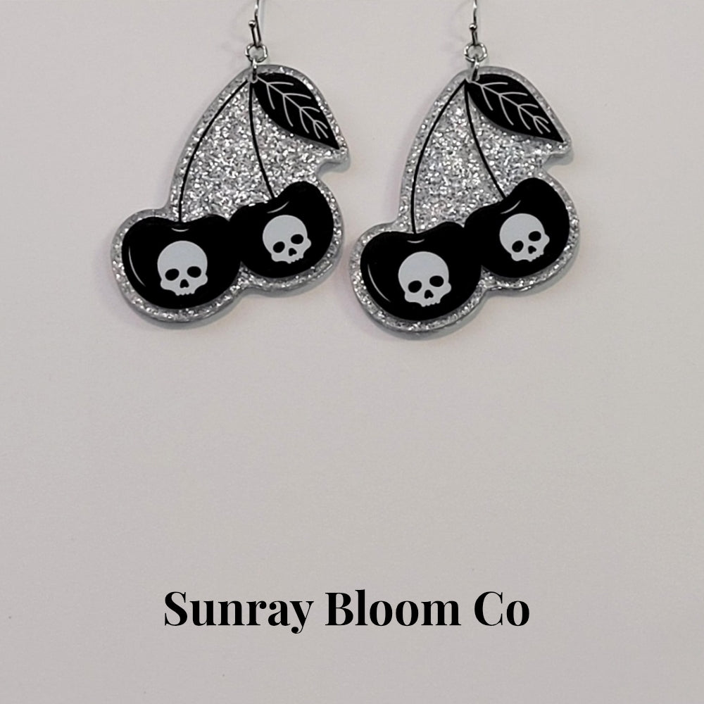 Skelly Cherries Acrylic Earrings